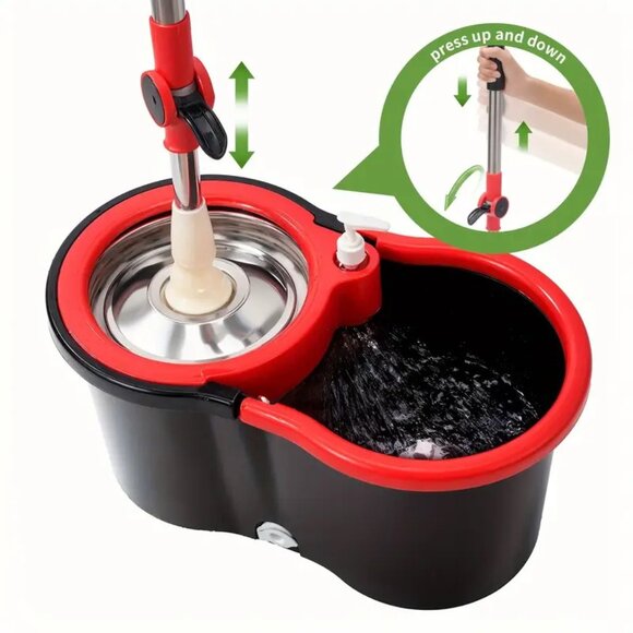 360° Spin Mop And Bucket Set - Effortless Floor Cleaning System With 3 Microfibe - Picture 9 of 12